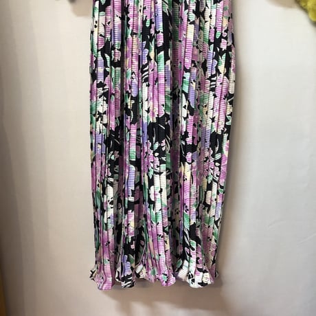 80s Floral ruffle dress 【01216】