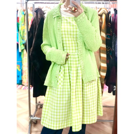 50s righetgreen gingham dress【00825】