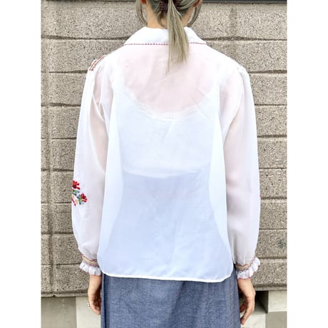 Vintage floral embroidery blouse【01514】