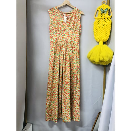 60s Flower print maxi dress【00721】