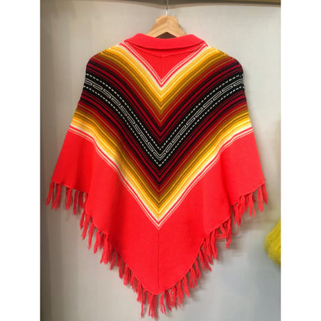70s Knit poncho【01027】