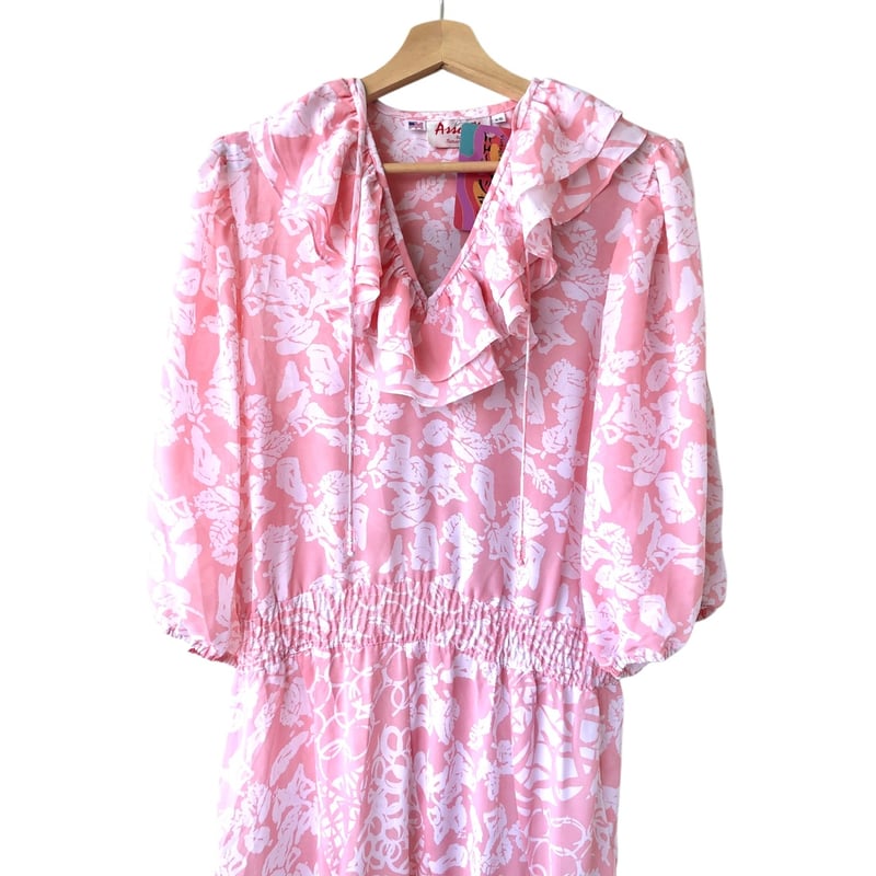 Susan Freis Pink ruffle dress【01280】 | Vintage