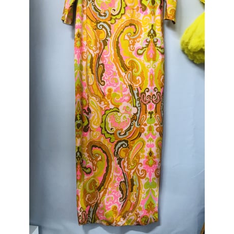 Orange psychedelic maxi dress【00717】