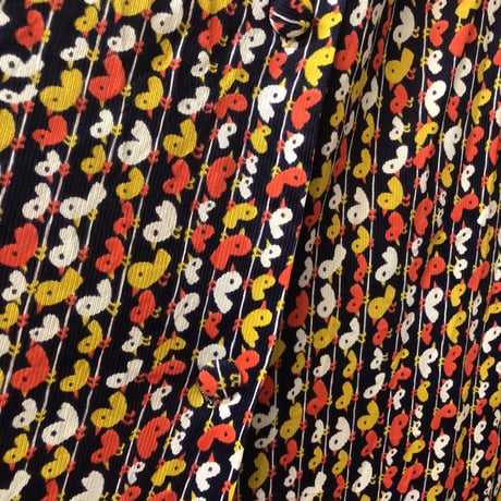 60-70s Bird print maxi dress【01209】