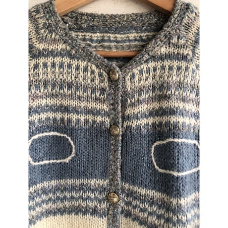 Ice blue nordic knit cardigan【01354】
