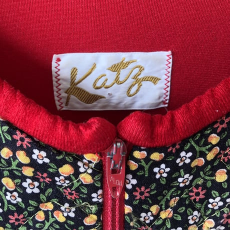 70s Red house maxi dress【01425】