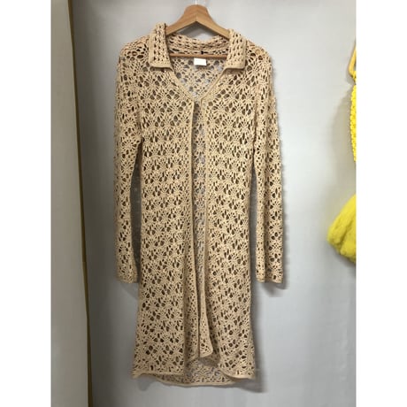 70s Biege crochet cardigan【00757】