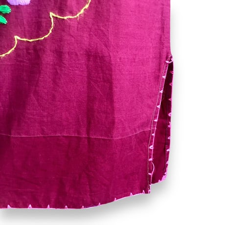 Vintage burgundy embroidery dress【01307】