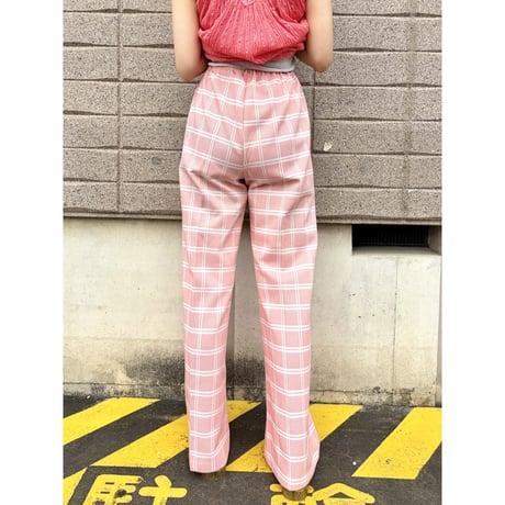 Vintage pink plaid pants【01388】