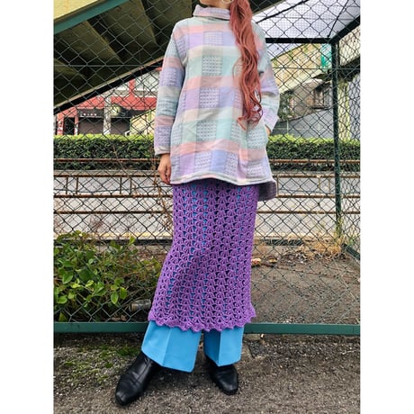 90s Pastel highneck top【00434】