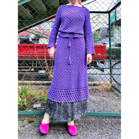 70s Purple crochet SETUP【00478】