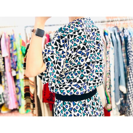 80s Geometric pattern 2pc【00947】