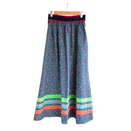 70s Floral maxi skirt【01302】
