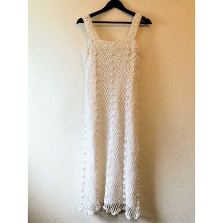 80-90s Sleeveless crochet dress【00363】