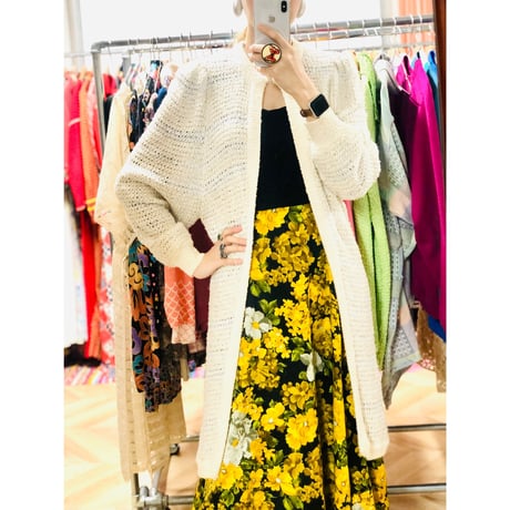 Vintage long knit cardigan【00552】