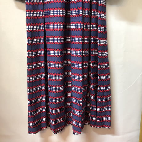 70s Navy balloon sleeve maxi dress【01225】