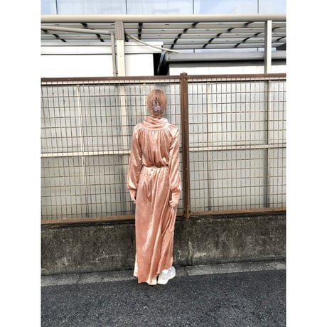 Pink volour maxi dress【01356】