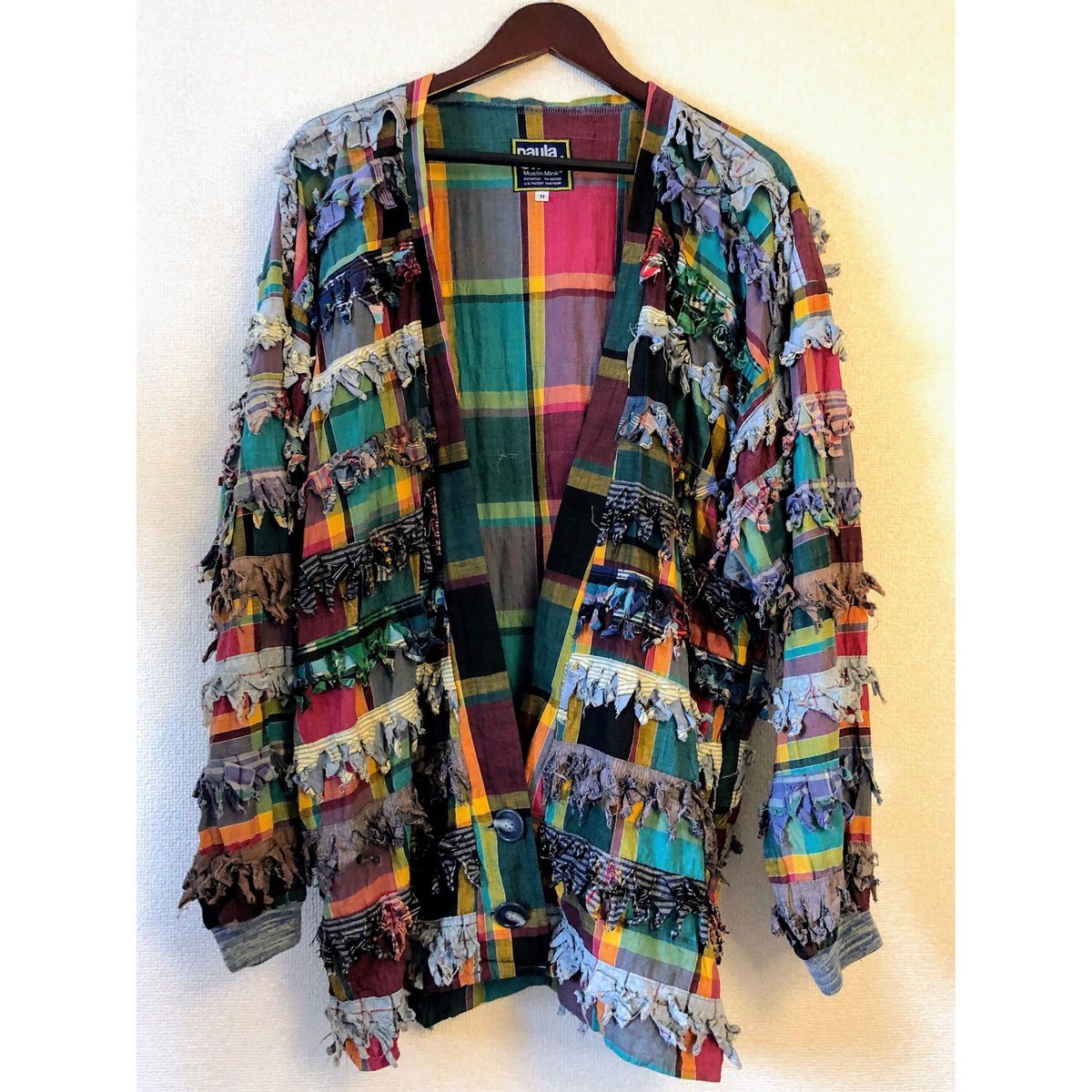 PAULA SWEET Muslin Mink Plaid finge jacket【0039 PAULA SWEET Muslin Mink Plaid finge jacket【0039