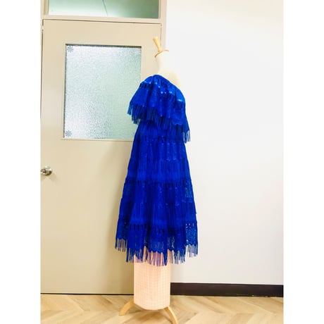 70s Blue mexican dress【00694】