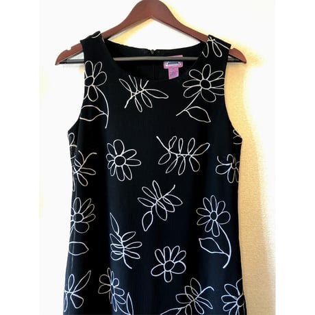 90s Black sleeveless maxi dress【00377】
