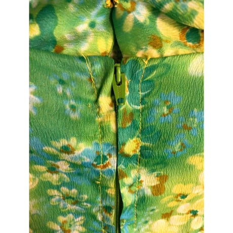 70s Lime green ｍaxi dress【00397】