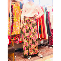 60-70s Pink quilted maxi skirt【01107】
