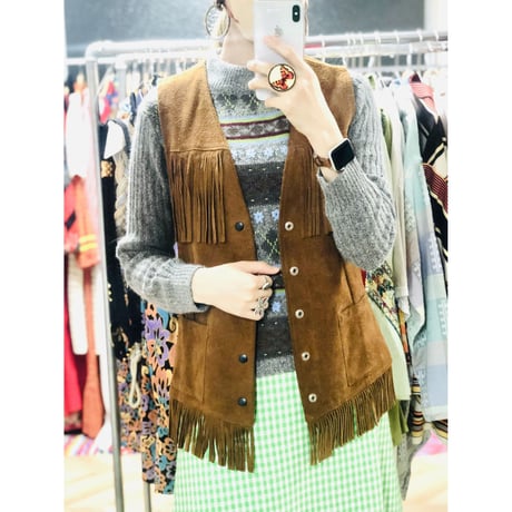 Vintage gray knit sweater【00622】