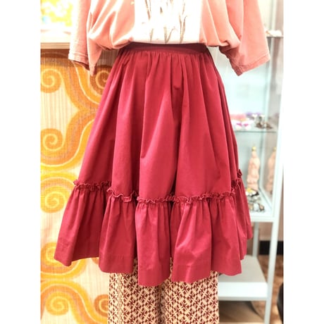 Vintage burgundy tired skirt【01111】