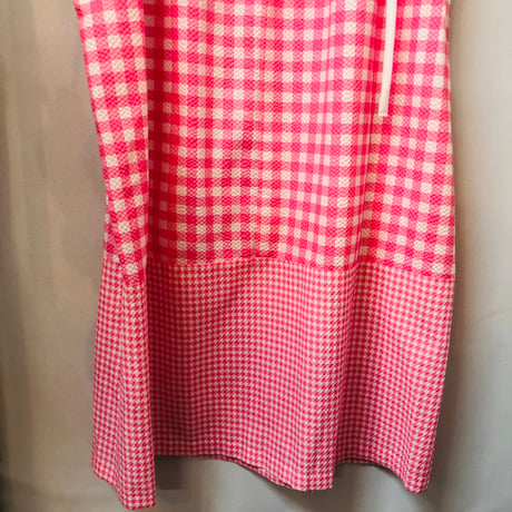 Vintage pink gingham maxi dress【01104】