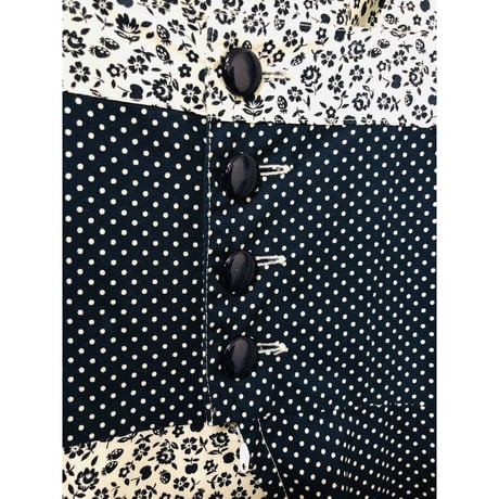 70s Flower pattern dress【00683】