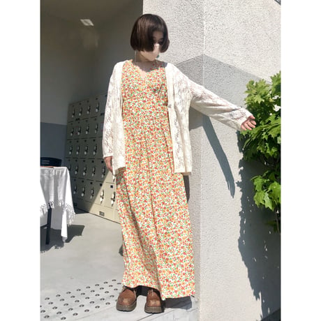 60s Flower print maxi dress【00721】