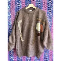 Brown design mohair knit sweater【01339】