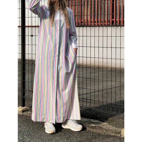 Vintage stripe maxi dress【01230】