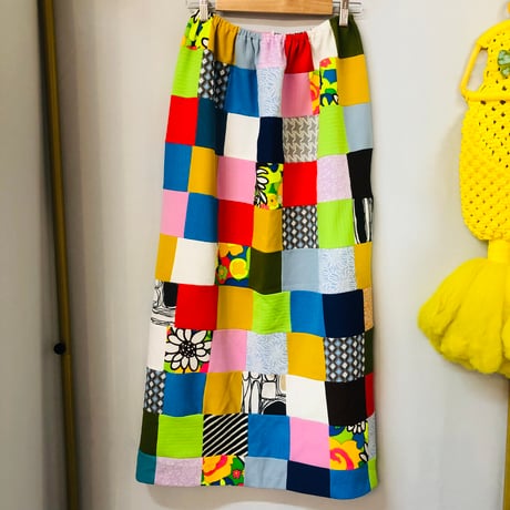 70s Patchwork maxi skirt【01116】