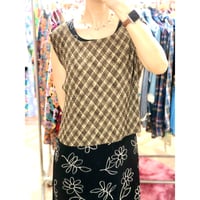 Vintage plaid sleeveless top【00952】