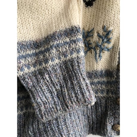Ice blue nordic knit cardigan【01354】
