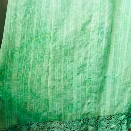 70s Green piece dyed dress【01105】