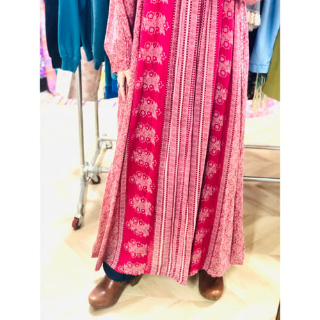 70s Indian cotton maxi dress【00874】