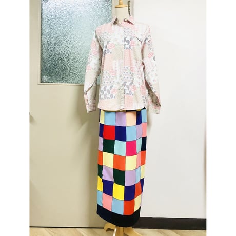 Vintage patchwork printed blouse【00229】