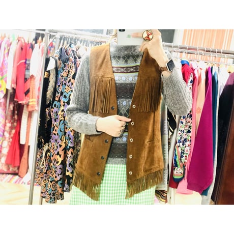 Vintage gray knit sweater【00622】