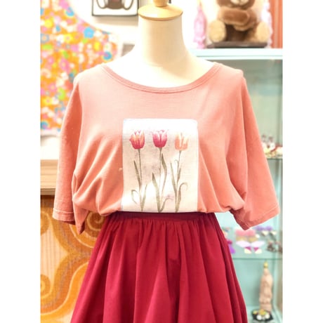 90s Flower Art tee / Pink【01165】