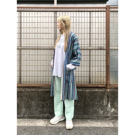 70s Green poly pants【01406】