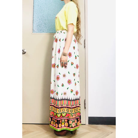 White wrap maxi skirt【00713】
