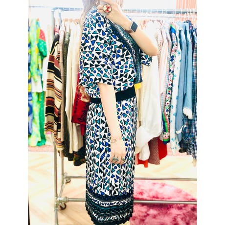 80s Geometric pattern 2pc【00947】
