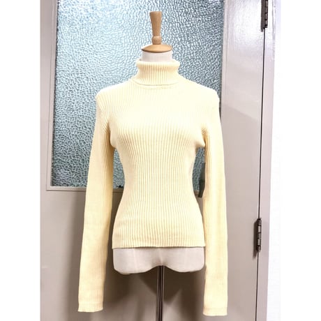 DEAD STOCK Turtleneck knit sweater / Lemon【00738】