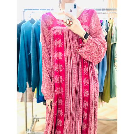 70s Indian cotton maxi dress【00874】