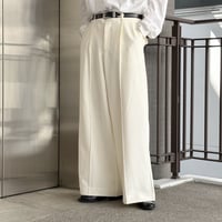 wide flap pocket straight slacks【off white】
