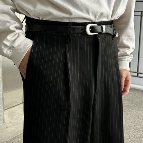 wide stripe slacks【black】