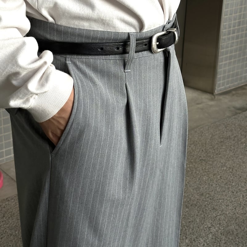 wide stripe slacks【gray】 | precme.