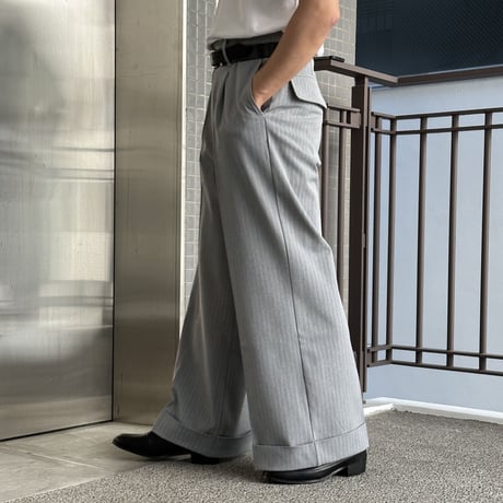wide stripe slacks【gray】